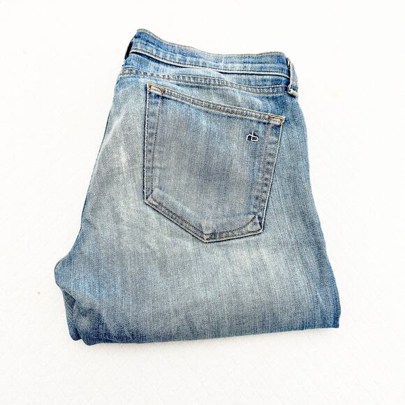 Rag & Bone The Dre Ripped Distressed Golden Wash Denim Jeans Slim Fit Size 27 - Picture 1 of 8